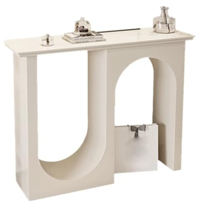 Table Console avec Base Métallique Table d'entrée Moderne Porte À Double Arche Bout de Canapé pour Couloir Salon Chambre Bureau Blanc et Noir(White,110 * 30 * 85cm)