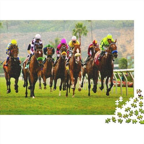 Horse Racing 1000 Piece Adult Jigsaw Puzzles Mare Jigsaws Challenging Game Family Challenging Educational Games Home Decoration for Home Decoration Gifts 1000pcs (75x50cm)