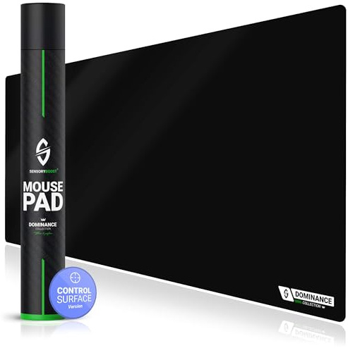SensoryBoost TrueAIM – Control Gaming Mauspad XXL (100×50 cm) Stoffoberfläche für präzises Zielen & punktgenaue Kontrolle - 3 mm, Flacher Rand & rutschfest - Premium Schreibtischunterlage