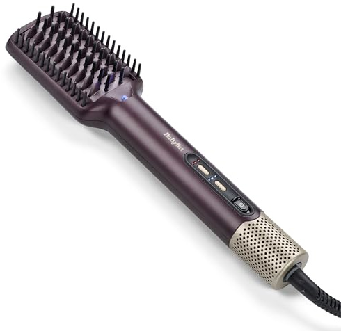 BaByliss Air Power Smooth - Mojado Para Eecar Cepillo Secador de Pelo | Sin Daño por calor, Cepillo alisador pelo con Tecnología Iónica Antifrizz, 4 ajustes de temperatura, morado, AS6400E