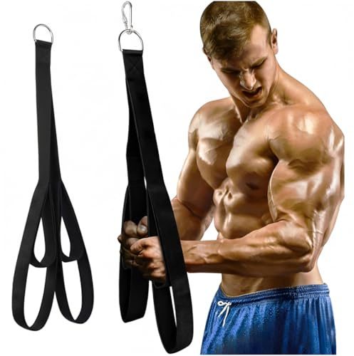 Corde Triceps, Fitness Materiel Attachement, Sangle de Tirage Musculation, Traction Deux Tailles en Une, Cordon de Traction Extra Long, Bande de Résistance pour l'Entraînement à Domicile