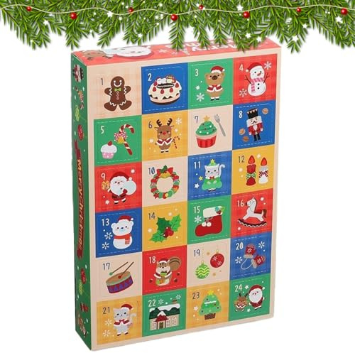 Countdown-Kalender-Geschenkbox – 24 Gitter-Geschenkschachtel, Adventskalender mit nummerierten Fächern, Urlaubsaufbewahrung für Teenager, Erwachsene, Mädchen, Frauen, Männer, Familie, Urlaub