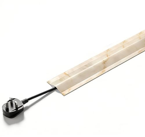 Passe Cable Sol de 100 cm, Cache Cable Sol Autocollant, Passage de Cable Au Sol pour Bureaux/Salles de Sport/Maisons, Prévient Les Chutes(Beige)