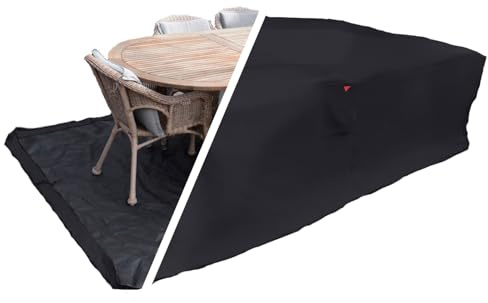 HOME It Garden Gartenmöbel-Abdeckung 235x180x95 cm – 600D Oxford PVC-beschichtet, wasserdicht, UV-Schutz, 2 Belüftungen, Reißverschluss & Kordelzug, schwarz