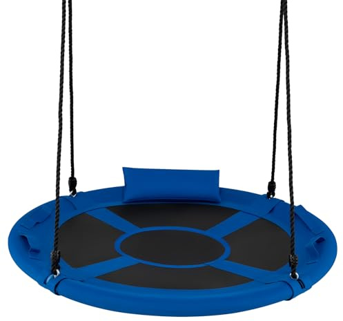 COSTWAY Nestschaukel Outdoor 100 cm, Kinderschaukel mit Kissen & Griffe | Baumschaukel bis 150 kg belastbar für Kinder & Erwachsene, Hängeschaukel Höhenverstellbar, Schaukel für Indoor & Outdoor