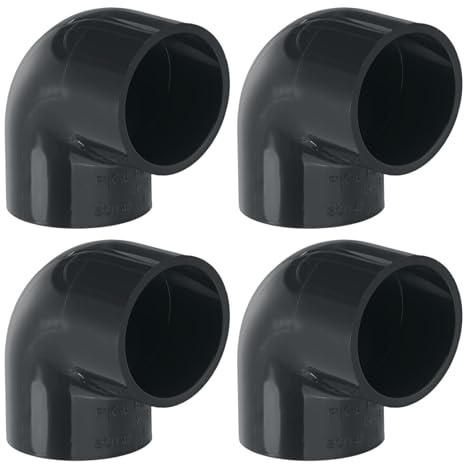M METERXITY 4-Pack 1-1/4 Inch PVC 90 Degree Elbow Pipe Fittings, SCH40 2 Way Right Angle PVC Pipe Fitting for DIY/Shelf/Garden/Support Structure [Socket x Socket, Dark Gray]