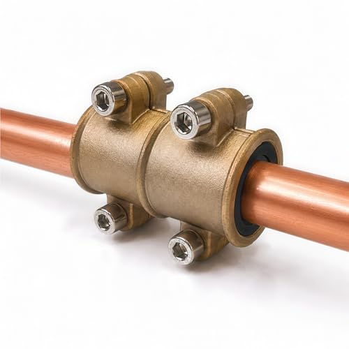 Abrazadera 22 mm Reparacion Tuberias Cobre de Laton para Sellado de Fugas Conexion Rapida Alta Presion Fontaneria Profesional FLUVIA