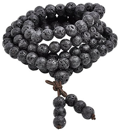 QGEM Schmuck Healing 108 Perlen Buddha-Armband Unisex Wickelarmband Buddhistische Tibetische Gebetskette Yoga Buddha Mala Kette Halskette 6mm/8mm Edelsteinkugel