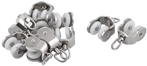 sourcing map 10stk.Gardinenröllchen Metall Vorhang Gardine Schiene Rolle Laufrolle Gleiten 0,9 Inch Länge