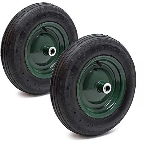 Wiltec Lot de 2x Pneu de brouette 3.50-8 – Roue et Pneumatique – Jusqu’à 120 kg – avec Jante et Chambre à air – Bandage pour Diable, Chariot, Charrette