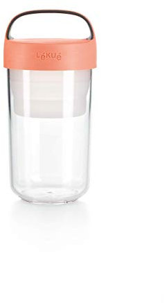 Lékué Recipiente/Jarra Hermética para Transportar Alimentos, Jar to go color Coral, 600 ml