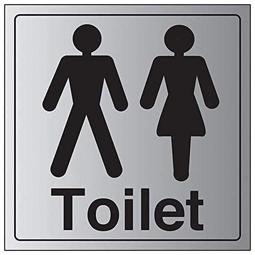VSafety - Cartello toilette uomo/donna per porta generica, 200 x 200 mm, effetto alluminio, autoadesivo