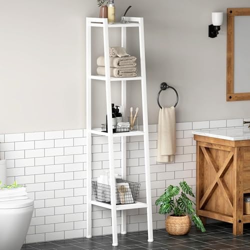 SogesHome Scaffale a Scaletta con Struttura di Metallo, Mobile Multifunzione, Assemblaggio Facile Regolabile per Adatto a Cucina, Casa, Bagno, 30 x 36 x 147 cm,SH-LXH-TJ30W