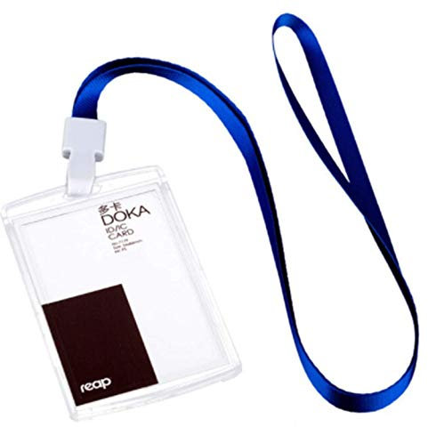 Waizmann.IDeaS® 1x Ausweisset Ausweis-Set Umhängeband Schlüsselband Lanyard 10mm + Kartenhülle Kartenhalter KLAR VERTIKAL geschlossen für 1 KARTE Ausweishülle Transparent GROSSE FARBAUSWAHL