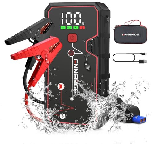 FNNEMGE Avviatore Batteria Auto, 5000A 23800mAh Avviatore Emergenza per Auto(Adatto a Tutti i Veicoli a Benzina o 8,0L Diesel), Avviatore di emergenza, con di Uscita USB, Luce LED, Schermo Grande HD.