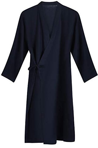 Men Kimono Dressing Gown Lightweight Cotton Kimono Bathrobe Dressing Gowns for Mens Half-Sleeved Nightwear Long Bathrobe Pajamas Sleepwear Nightgown with Pocket for Gym Shower Spa Hotel Robe Holiday