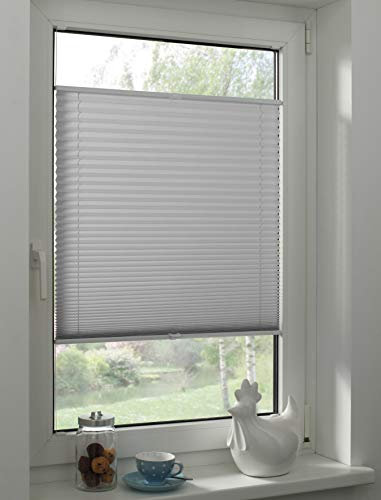 Sunpro24 Plissee auf Maß, Blickdichtes Faltrollo, Klemm-Montage, Sonnenschutzrollo, (B) 141-150 x (H) 20-80 cm, Hellgrau
