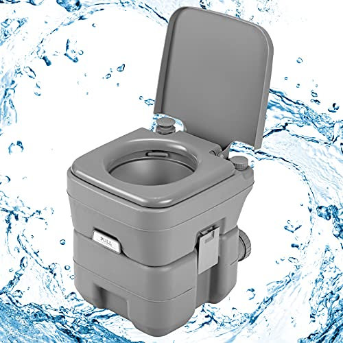 GOPLUS Campingtoilette Reisetoilette tragbare Toilette Outdoor WC mobiles WC 20L, Farbwahl (Grau)