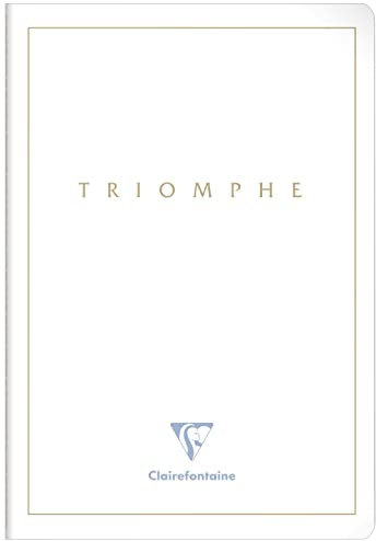 Clairefontaine Triomphe 36176C - Quaderno a righe, formato A4, 21 x 29,7 cm, 96 pagine a righe, 90 g, copertina in cartoncino con marcatura dorata, colore: Bianco