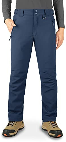 33,000ft Men's Waterproof Softshell Trousers Warm Fleece Lined Ski Pants | Winter Hiking Walking Trousers, Lightweight, Windproof, 4 Way Stretch, Expandable Waist Thermal Pants for Outdoor Golf Snow