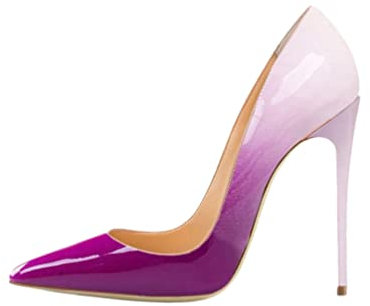 aanieshoeya Pumps Damen Lack Comfort Elegant Schuhe High Heels Absatz Frühling Sommer Violett 41EU