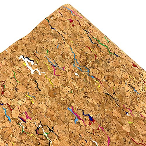 Cozylkx Korkstoff Zum Nähen 7,87 Breite Natürlicher Korklederstoff, 11,81/47,24 Länge Mit Holzmaserung Bedruckter Stoff Für Heimwerkerarbeiten,Bunte Camouflage,20 × 30cm