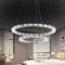 LZQ LED Moderne Kristall Kronleuchter Dimmbar Pendelleuchte Kreative Hängelampe, 3 Ringe Einstellbare Deckenleuchte Kronleuchter für Wohnzimmer Esszimmer (Kaltweiß ohne Fernsteuerung, 48W)
