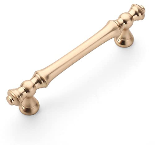 Amerdeco 6 Pezzi Maniglie per Mobili da Cucina Foro 96mm, Ottone Spazzolato, in Lega di Zinco, per Armadietti e Cassetti UK0017