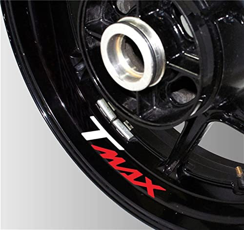 AXWT Decalcomania Moto Anteriore E Posteriore Cerchio Pneumatico Decalcomanie Riflettenti Adesivi Impermeabili Accessori Logo per Yamaha TMAX T Max Logo (Color : A)