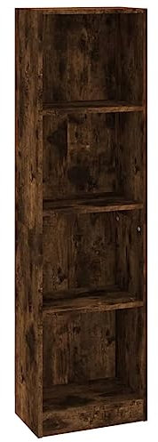vidaXL Bücherregal, Bücherschrank 4 geräumigen Fächern, Standregal für Schlafzimmer Büro Wohnzimmer, Büroregal Aktenregal Regal, Räuchereiche Holzwerkstoff