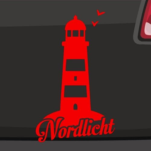 Generisch Leuchtturm Nordlicht Aufkleber Sticker Moin Moin Sylt Urlaub Strand See 10x6cm Farbe: Rot
