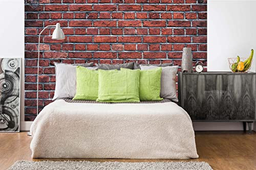 Papier peint photo en intissé Motif briques rouge foncé 375 x 250 cm (avec colle) - Papier peint non tissé - Papier peint mural - Pour salon, chambre, bureau, cuisine - Prêt à être monté