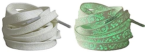 Jamron 2 Pare Luminosos Neón Cordones Planos para Zapatillas Color Degradado Impresos Nylon Cordones de Zapatos SN0702123 Blanco 160CM