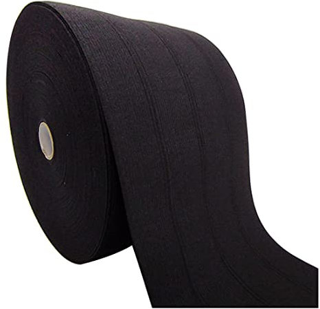 25 Metros/Cinta Elástica para Costura, Elige Color y Grosor, Goma Elástica para Coser, Elástico para Ropa y Manualidades, Elástico de Costura, Blanco o Negro, (Negro, 130mm)
