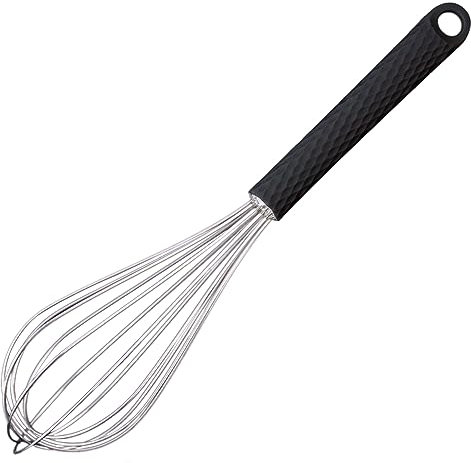 Starchef Stainless Steel Whisk Egg Beater Anti-Slip Silicone Handle Comfortable Grip(11/Black)