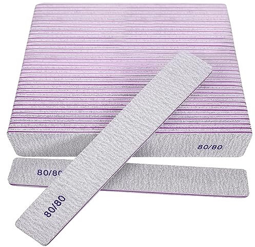 Emory - Limas de uñas de grano 80/80 (paquete de 24), tablas de esmeril gruesas pesadas para uñas acrílicas y uñas de gel, lima de uñas de grano 80 de doble cara, lima de uñas profesional,
