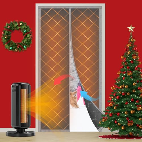 TORRAMI Rideau de porte magnétique à isolation thermique, convient pour porte de 96,5 x 208,3 cm, écran de porte en matériau Oxford épais, intérieur/extérieur, durable, imperméable et coupe-vent, fond