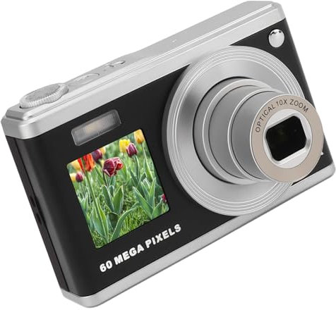 Kompaktkamera 60 MP, 4K HD, Dual-Bildschirm, Autofokus, Lichtempfindlicher 10-facher, Tragbar für -Fotografie (Schwarz)