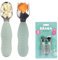 BEABA, Lot de 2 pré-couverts Inox et Silicone, Couverts Bébé, Couverts Enfant, Dès 10 Mois, Forme Ergonomique, Manche Ergonomique, Couverts Bébé Apprentissage, Sage green