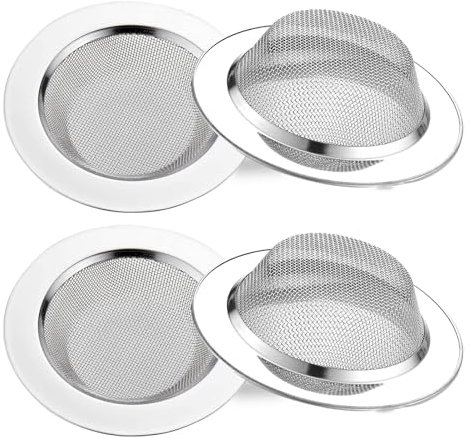 DRAKEWOOD Egouttoir pour évier de Cuisine 4 Pièces Filtre à Évier en Acier Inoxydable Passoires D'évier pour Douche Diamètre Extérieur 11 cm Filtre pour Cuisine, Salle de Bain, Lavabo, Baignoires