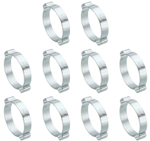 PATIKIL 30 Stück 37-40mm Schlauchschelle Mit Zwei Ohren, Crimpringe aus Verzinktem Stahl 2 Ohr Schellen für Schläuche Rohrverbinder Anschlüsse Kabeln Warmwasserrohre, Silber Ton