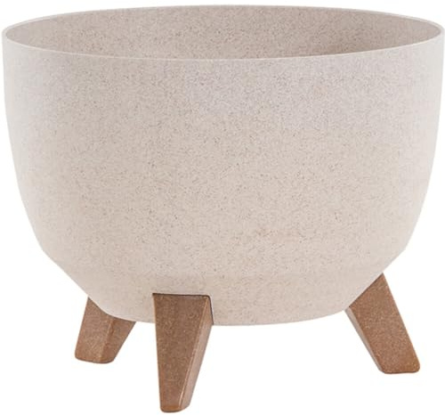 Siena Garden ECO Oslo Pot de Fleurs en Plastique et Fibres de Bois sur Pieds avec Insert Beige 29 cm