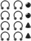 Besyvvin 16G Hufeisen Nasenring Lippenpiercing Ring 1,2mm Piercing Nase Septum Lippe Augenbrauen Helix Tragus Schwarz 10mm