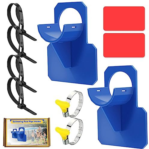 Swimming Pool Pipe Holder,Pool Schlauchhalter,Schwimmbad Rohrhalterung,Compatible with Intex and Bestway Pools zubehör,Suitable for 30-37mm schlauchstutzen,2 Stück (BLAU)