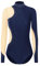 TiaoBug Damen Langarm Gymnastikanzug Metallic Turnanzug mit Strass Mesh Spleiß Turn Leotard Stehkragen Eiskunstlauf Anzug Ballett Tanz Bekleidung Dunkelblau M