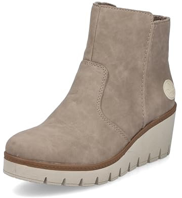 Rieker Damen Keilstiefeletten Y5065, Frauen Stiefeletten, lose Einlage,Wedge Boots,Keilabsatz,Wedge Heel,gefüttert,Winter,beige (64),41 EU / 7.5 UK