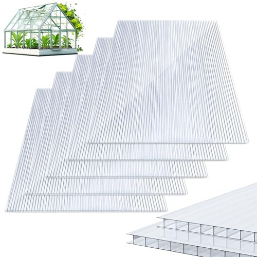 Gimisgu 10x Polycarbonat Hohlkammerstegplatten (60.5 x 121cm) 8mm | 1.2kg/m² Doppelstegplatte für Gewächshaus, Garten Treibhaus Ersatzplatten