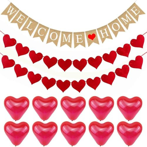 1 Bandera De Mabra Y 2 Banderas De Amor, Viene Con 10 Globos De Amor, Pancarta De Bienvenida A Casa, Decoración Del Hogar.