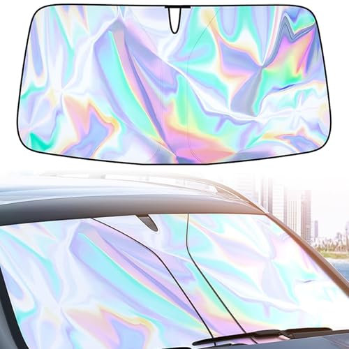 GmwyCzV Parasol Coche Delantero, Parasol Plegable Coche, Sombrilla Protección UV con Revestimiento Titanio, Paraguas Parabrisas Delantero, Fácil Instalary Almacenar, para la Mayoría Autos (145*80cm)