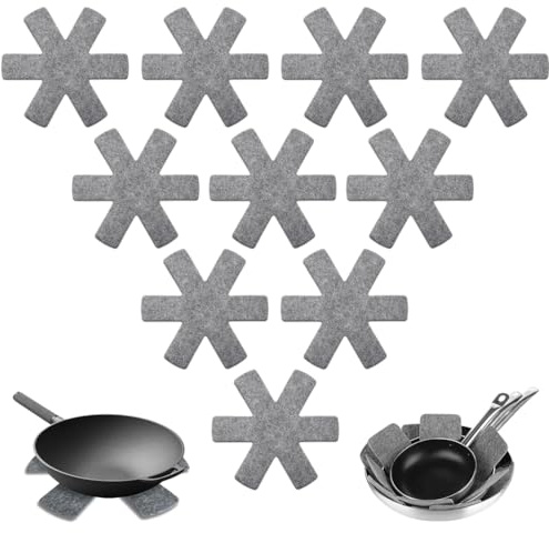 Juego de 10 Protector Sartenes Separador Sartenes Protectores, Protector Sartenes, Disco Son Antideslizantes para Evitar Arañazos o Daños Al Apilar, ores de Fieltro Salva Sartenes